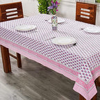CPC Tablecloth 100% Cotton 72x190 Inch Indian Block Print Rectangle Table Cover, Pink Table Cloth for Weddings, Spring/Summer, Barbeque - Pink Sapphire - Image 4