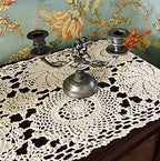 USTIDE Hand Crochet Table Runner Beige Cotton Lace Table Doilies Crochet Table Decoration for Coffee Table 15.7"X78.7" One Piece - Image 3