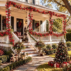 2 Pcs 15 ft Christmas Ball Ornament Garland, Red - Image 5