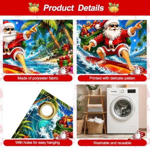 7x16FT Merry Chrismas Garage Door Banner Gingerbread Deer Snowman Santa Claus Beach Garage Door Cover Decoration for Chrismas Outdoor Decoration - Image 3