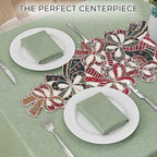 CLEENTABLE Christmas Beaded Table Runner, Red & White, 13x36 - Image 6