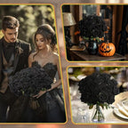50 PCS Fake Black Roses, Artificial Flowers Bulk, Realistic Silk Faux Roses - Image 3