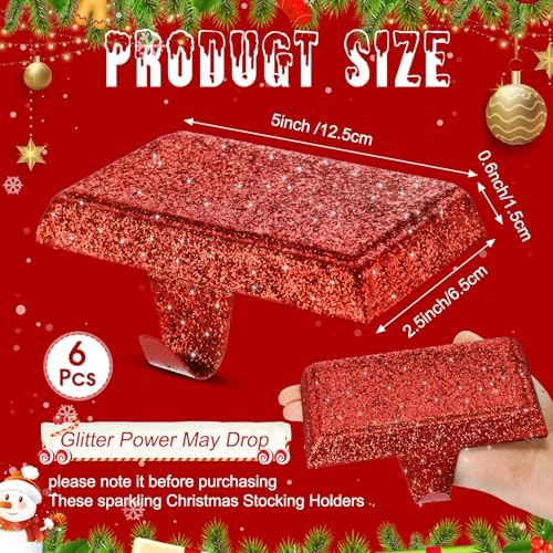Huwena Metal Christmas Stocking Holders Shiny, Stylish, Red, 6 Pcs - Image 3
