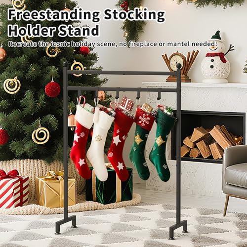 GloTika Christmas Stocking Holder Stand, 6-Hook Freestanding, Metal - Image 2