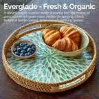 JUNGLE CULTURE Round Rattan Tray with Mother of Pearl Inlay • Everglade 14" - Image 4
