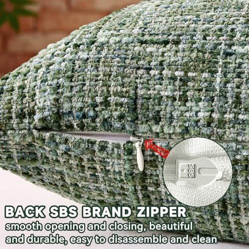 AmHoo Pack of 2 Chenille Textured Throw Pillow Cover, 500GSM Boho Farmhouse Decorative Couch Pillow Covers for Modern Home Decor Bed Sofa Living Room 18 x 18-Inch Black Forest - Image 2