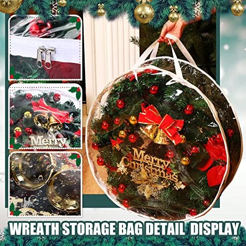 Shappy 6 Pcs Clear Christmas Wreath Container 24 Inches Xmas Storage Bag - Image 4