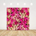 Ticuenicoa 8x8ft Pink Red Rose Flowers Photography Backdrop Valentine's Day Photo Background Baby Shower Wedding Birthday Decoration Bridal Shower Wedding Blossoms Roses Wall Art by Ticuenicoa