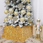 Gold Christmas Tree Collars for Atificial Trees, 24 Inch Sparkling Sequins Christmas Skirt, Base Cover,Holiday Home Decor Ring(Medium) by SunshineDecor