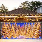 7x16FT Merry Chrismas Garage Door Banner Gingerbread Deer Snowman Santa Claus Winter Garage Door Cover Decoration for Chrismas Outdoor Decoration - Image 7