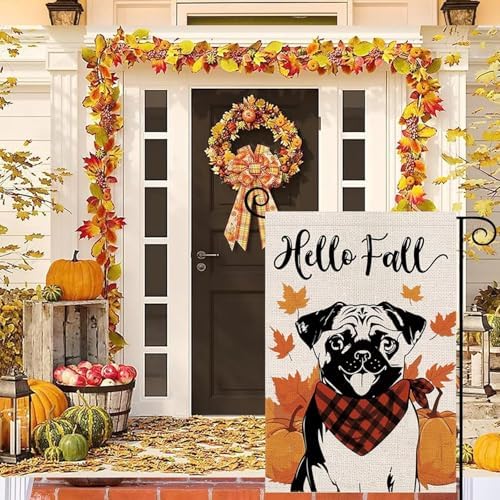 Seasonal Garden Flags Pug Dog Double Sided Flags Set of 11 Holiday Farmhouse Indoor Outdoor Yard Lawn Christmas Gifts Decorations 12.5x18 Inch - Image 5