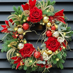 Christmas Wreaths for Front Door–24Inch Outdoor Christmas Door Wreath with Lights,Classic Xmas Wreath with Pinecone,White Berries and Silver Ornaments Design, Holiday Outdoor Wreaths Decor by ArcadiaArt