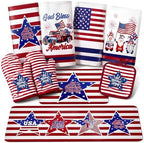VitalCozy 10 Pcs Patriotic Kitchen Decor Set 4th of July Kitchen Towels and Rugs Pot Holders Oven Mitts Set for Independence Day Gift Cooking Baking Grilling Housewarming by VitalCozy