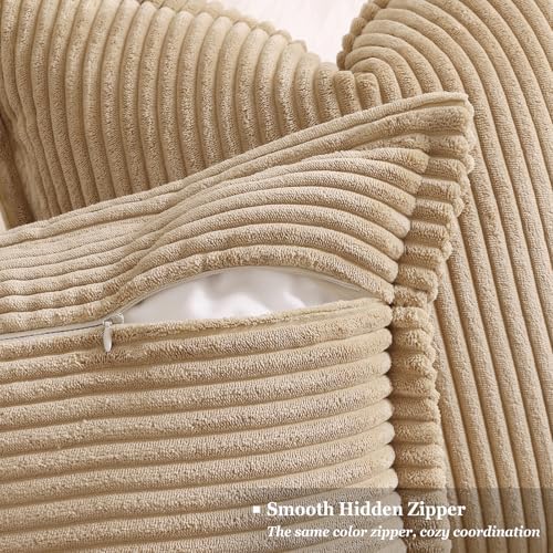 decorUhome Fall Corduroy Light Brown Throw Pillow Covers 26x26 Set of 2 - Image 3