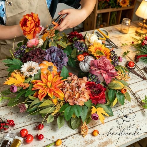 24 Inch Fall Wreaths for Front Door, Autumn Harvest Wreath, Porch Decor - Image 3