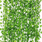 CQURE 72 Pack 504Ft Artificial Ivy Fake Vines,Ivy Garland Greenery Garland Fake Hanging Plants Vines Aesthetic Green Leaves for Bedroom Wedding Party Garden Wall Decor by CQURE