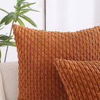 VAKADO Fall Throw Pillow Covers 24x24 Decorative Set of 4 Couch Corduroy Boho Rust Rustic Cushion Case Farmhouse Decor Square for Home Living Room Bed Sofa,Terracotta - Image 2