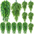 Hoteam 12 Pcs Artificial Hanging Greenery Plants, Eucalyptus,Persian Grass by Hoteam