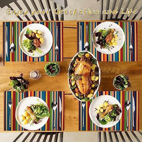Faux Leather Placemats Set of 4 - Color Stripe Resistant Placemats for Dinner Table, Non-Slip Waterproof Oil-Proof Washable Reusable Placemat for Indoor Outdoor Kitchen Decor, 15.75In*11.81In - Image 4