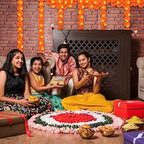 Karenhi 10 Pcs 50 Feet Diwali Marigold Garland with LED Light, Indian Artificial Marigold Flower Garland for Wedding Backdrop Christmas Mantel Dia de Los Muertos Festival Event Decor(Dark Orange) - Image 4