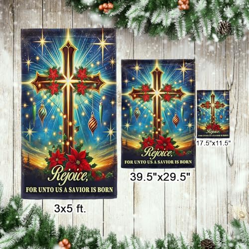 American Flag-Christian Cross Christmas Flag Rejoice For Unto Us A Savior Is Born Flag MLN4029F, Garden Flag (11.5" x 17.5")-USA Flags Premium Polyester-Decorative Indoor Outdoor Flag - Image 7