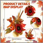 YLOLUL 6 Set Mini Fall Pumpkin with Artificial Flower Decorations Thanksgiving Sunflower Centerpieces for Tables Harvest Fall Table Floral Decor Autumn Fireplace Mantle Living Room Home Kitchen Party - Image 3