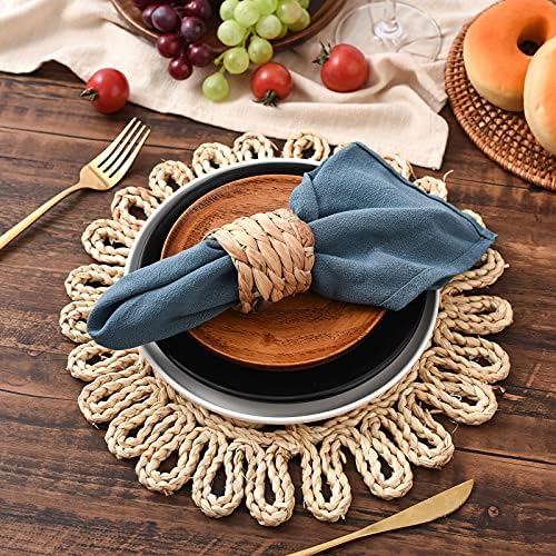 IcosaMro11.8 Inch Boho Round Woven Placemats for Dining Table Set of 6 - Image 3