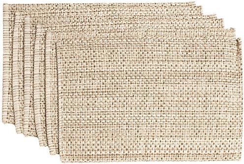 Sweet Home Collection 100% Cotton Placemats for Dining Room, Two Tone Woven Fabric, Soft Durable Table Mat Set, Set of 6, Eggshell, Rectangle 13" x 19" (Pack of 12) by SweetHomeCollection