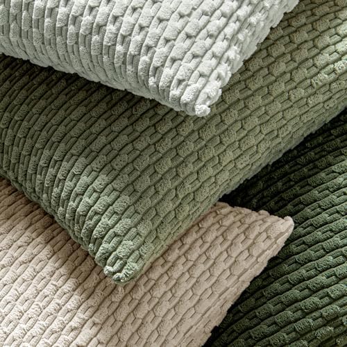 MIULEE Decorative Throw Pillow Covers 26x26 Sage Green Textured Corduroy - Image 5