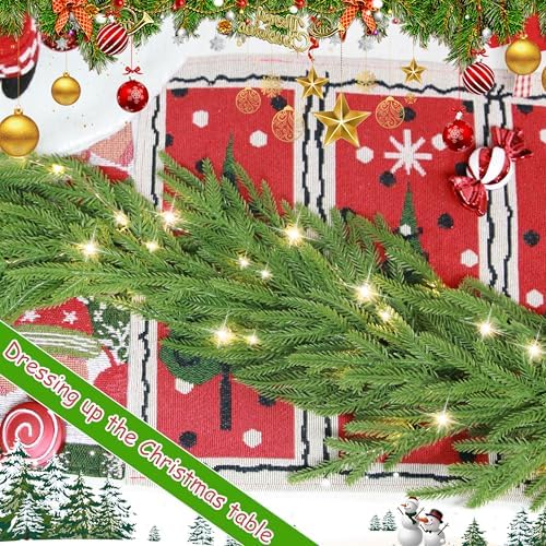 6 Ft Christmas Norfolk Pine Garland with 100 LED Lights - Image 5