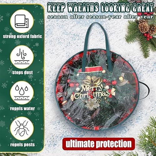 Shappy 8 Pcs Wreath Storage Bag Container with Clear Window,24 Inch - Image 3