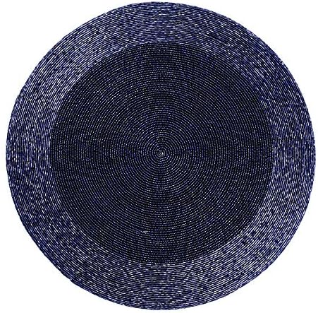 Lightnpro Handmade Beaded Placemats Set of 4 – 13 Inch Round Navy Charger Mats | Handcrafted Artisan Table Accessories, Elegant Decorative Dining Table Décor for Weddings, Holidays & Parties - Image 2