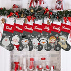 Set of 7, 18" Dia Personalized Gray Christmas Stockings with Embroidery Names, with Holders,Quality Thick Fleece Material Stockings for Family Décor(Set of 7-A) - Image 4