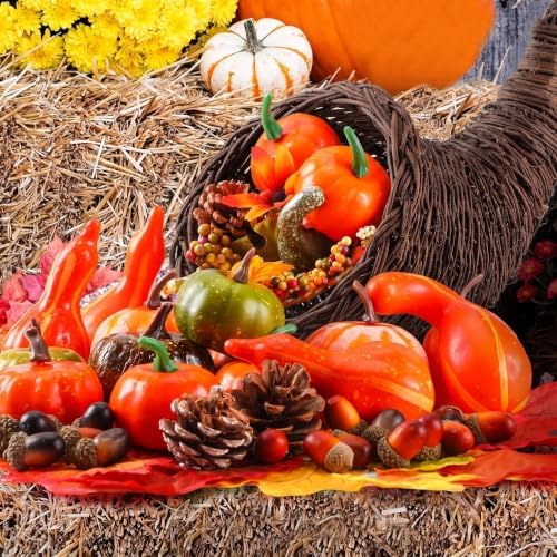 Dandat Smilax Glabra Fall Cornucopia Basket 13.78'' Thanksgiving Cornucopia Horn of Plenty for Fall Autumn Harvest Table Decoration and Thanksgiving Table Centerpiece Party Decorations - Image 6
