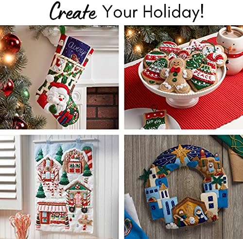 Bucilla 86893 Light Up Felt Applique Christmas Stocking, 18", Santa is Here - Image 5