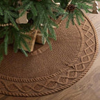 48 inch Christmas Tree Skirt: Diamond Edge Knit Tree Skirt for 7.5ft Tree, Western Brown Tree Skirt, Vintage Tree Skirts, Rustic Farmhouse Christmas Decorations by LimBridge