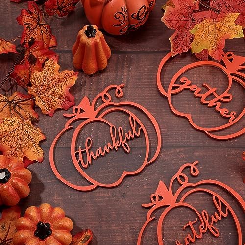 48 Pcs Thanksgiving Wood Grateful Cutout Plate Signs for Family Table - Image 4