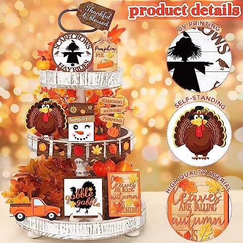 14 Pcs Halloween Tiered Tray Decor Set, Gnome Wood Table Signs (Basic) - Image 3