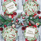 Christmas Party Supplies, Serve 50, Christmas Seasonal Holly Tableware Includes: Paper Dinner Plates, Dessert Plates, Luncheon Napkins and Beverage napkins, Great for Party Decorations - Image 3
