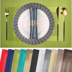 PIGCHCY Placemats Set of 12 Washable Durable Place Mats Vinyl Heat Resistant Non-Slip Table Mats Indoor Outdoor (18 x 12 inches, Lime Green) by PIGCHCY