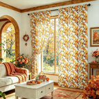 youleyar Fall Curtains for Living Room, 72 Inch Length Rod Pocket Printed Pattern Fall Curtian Panels, Autumn Orange Floral Window Drapes for Bedroom Dining Room Drapes, 52" W x 72" L - Image 3