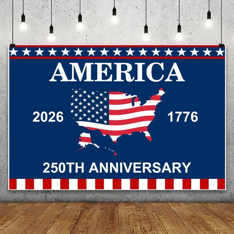4th of July Backdrop Decorations 250th Anniversary USA Flag Patriotic Backdrop 10x6.5ft Banner Independence Day Photography Background Theme Party Decorations Supplies Photo Studio Props by Pnylzzyxh