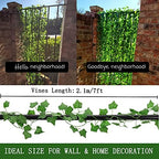 Tecbeauty 72pcs Vines Garland - 496 Feet Artificial Leaves Fence Privacy Screen Green Fake Vines for Room Decor - Greenery Garland for Wall Decorations - Image 5