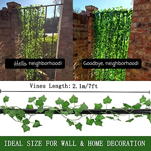 Tecbeauty 72pcs Vines Garland - 496 Feet Artificial Leaves Fence Privacy Screen Green Fake Vines for Room Decor - Greenery Garland for Wall Decorations - Image 5