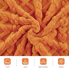 Aganear Fleece Throw Blanket for Bed Couch,Fall Boho Blanket,90"x90" Orange - Image 5