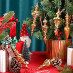 Soaoo 6 Pcs 6.3 in Champagne Gold Mercury Glass Finial Christmas Ornaments - Image 4