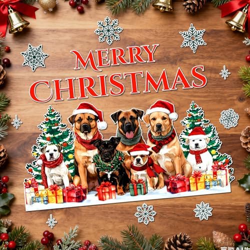 Christmas Garage Door Decorations Magnets Merry Christmas Dogs Garage Door Magnet Stickers with Cute Dogs Snowflake Fridge Stickers Decals for Xmas Party Winter Holiday Metal Door Car Refrigerator - Image 7