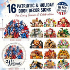 16 Pcs Interchangeable Welcome Sign for Front Door, Wood Hanging Decor，1 - Image 4