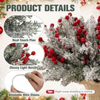 200 Pcs Artificial Christmas Snow Pine Branch with Red Berry Stems - Image 3