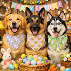 Abbylike 50 Pcs Easter Dog Bandanas Bulk Bunny Egg Carrot Bandanas for Dogs Triangle Kerchief Bibs Scarf Set for Pet Easter Costume Photo Props Accessories Pet Shops, 25 Styles (31.5 x 21.7 x 21.7) - Image 4